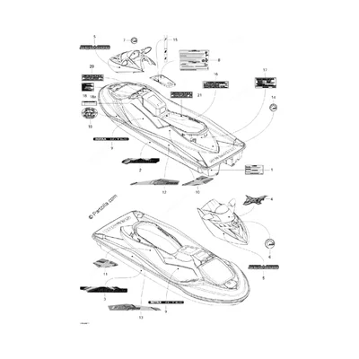219902872 DECALQUE DR.   *RH.DECAL  Наклейки "Sea-Doo" из полимерного материала, самоклеящиеся для гидроциклов