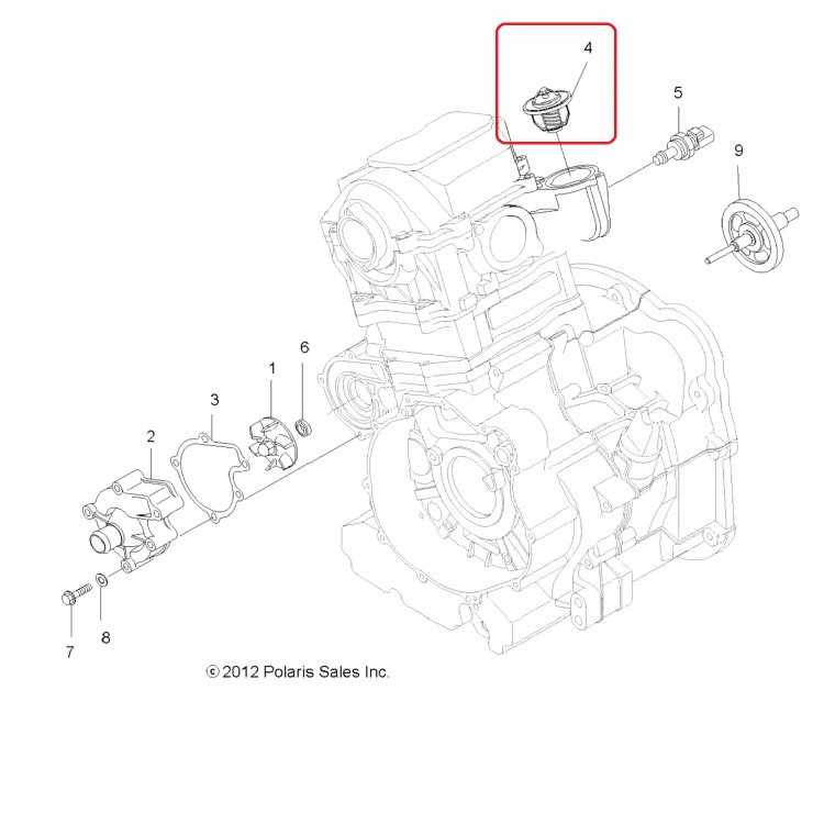 21-63005 Термостат системы охлаждения для квадроциклов Polaris SPORTSMAN 550 2009-2014" 3090135, фото 1