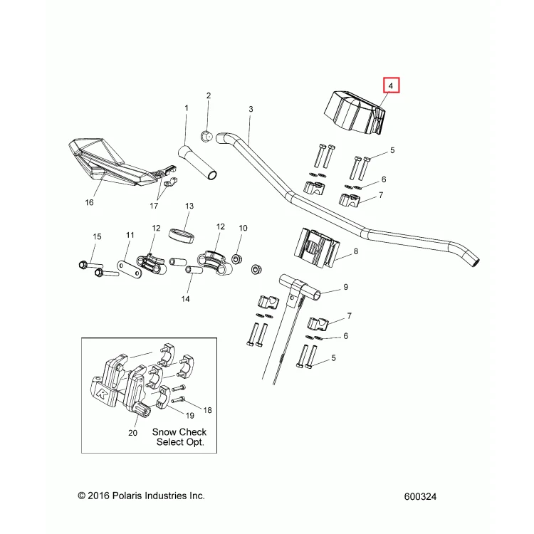 Крышка крепления руля RMK Polaris COVER, HANDLEBAR 5438523, фото 1