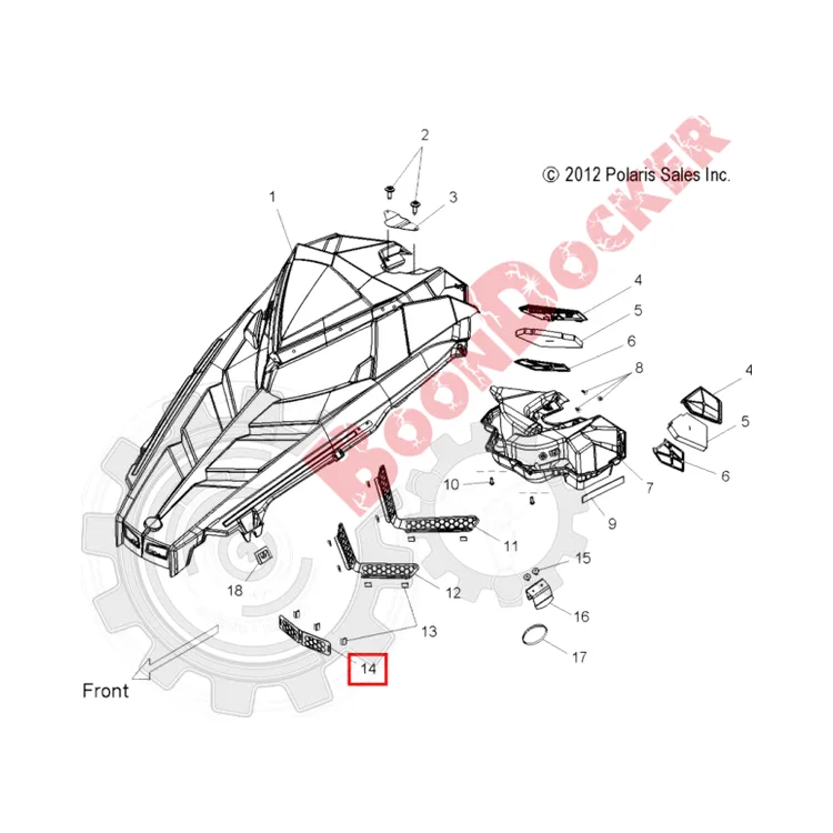5255067 Сетка капота нижняя часть для снегоходов Polaris RMK/PRO RMK 2013-2015" 5255067, фото 2