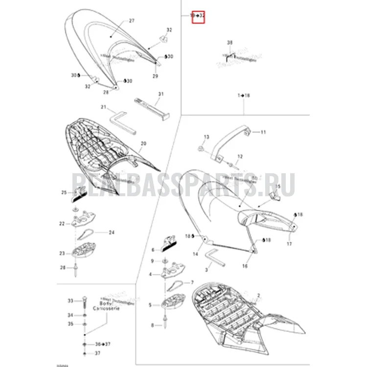 Схема сборки (отмечена позиция детали)