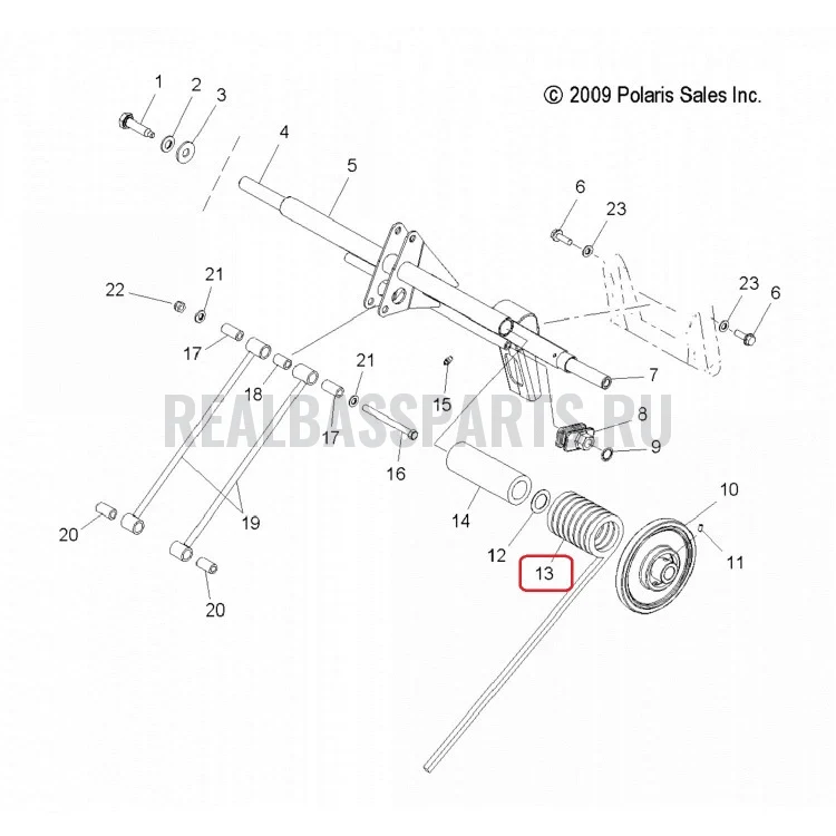 7042282-067 Пружина задней подвески левая для снегоходов Polaris 600 WIDETRAK IQ / FS WIDETRAK IQ 2009-2017" 7042282-067, фото 1