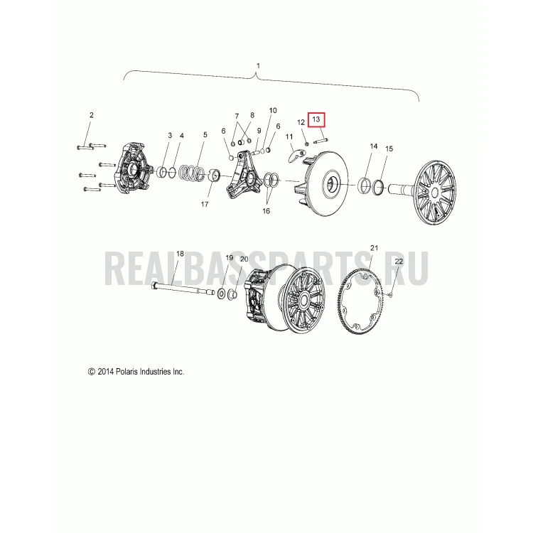 7515105 Болт груза вариатора Polaris PIN, WT.,HARDENED 7512266 3235320 7541906, фото 1