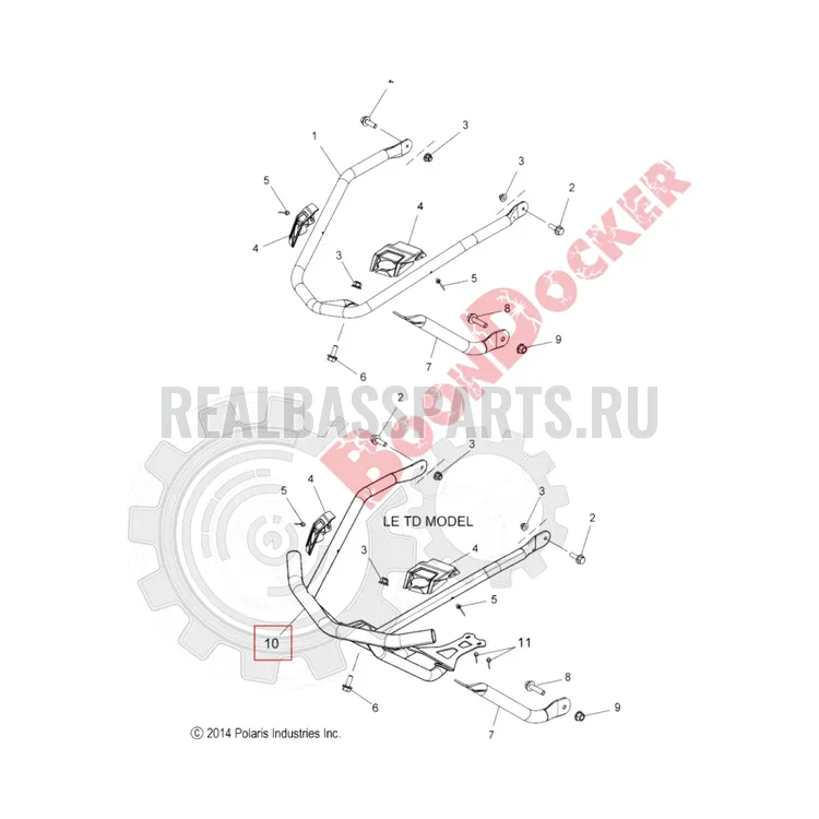 2879727-458 Бампер передний черный для снегоходов Polaris PRO RMK 2015" 2879727-458, фото 2