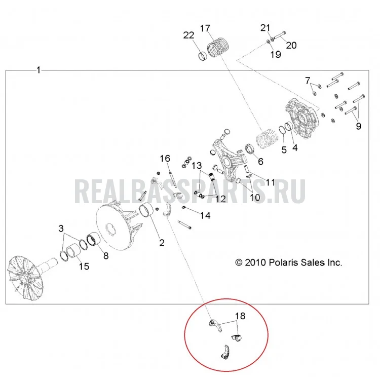 1322969 Грузик 33-165 ведущего вариатора комплект для квадроциклов Polaris RZR XP 900 2011" 1322969, фото 2