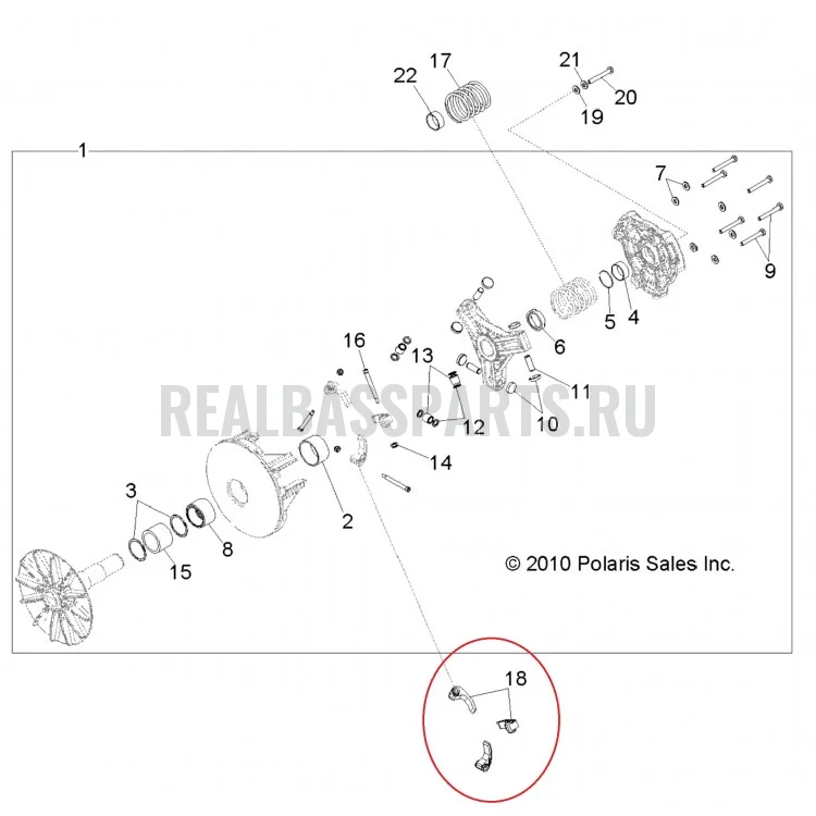 1322981 Грузик 26-59 ведущего вариатора комплект 3 шт для квадроциклов Polaris RZR XP 900 2012-2014" 1322981, фото 2
