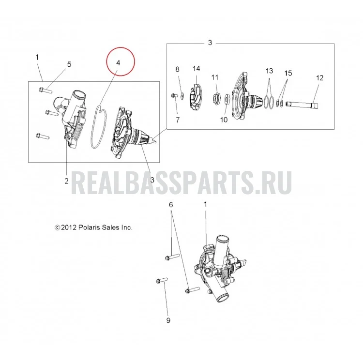 5413811 Прокладка помпы водяного насоса для квадроциклов Polaris RZR 900/1000 5413811, фото 2