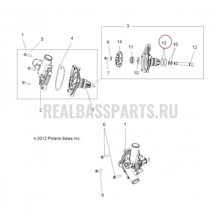 5413863 Кольцо уплотнительное помпы водяного насоса для квадроциклов Polaris RZR 900/1000 5413863, фото 2