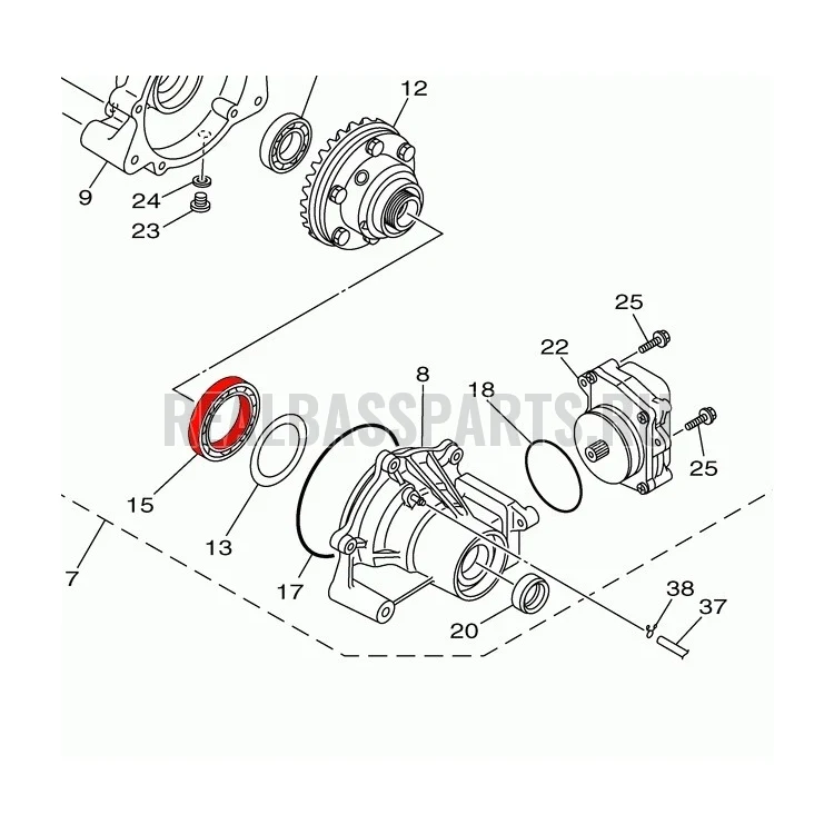 Подшипник переднего редуктора для квадроцикла Yamaha Grizzly/Viking/Rhino/Big Bear 700/550/450/350 3B4-46164-00-00, фото 1