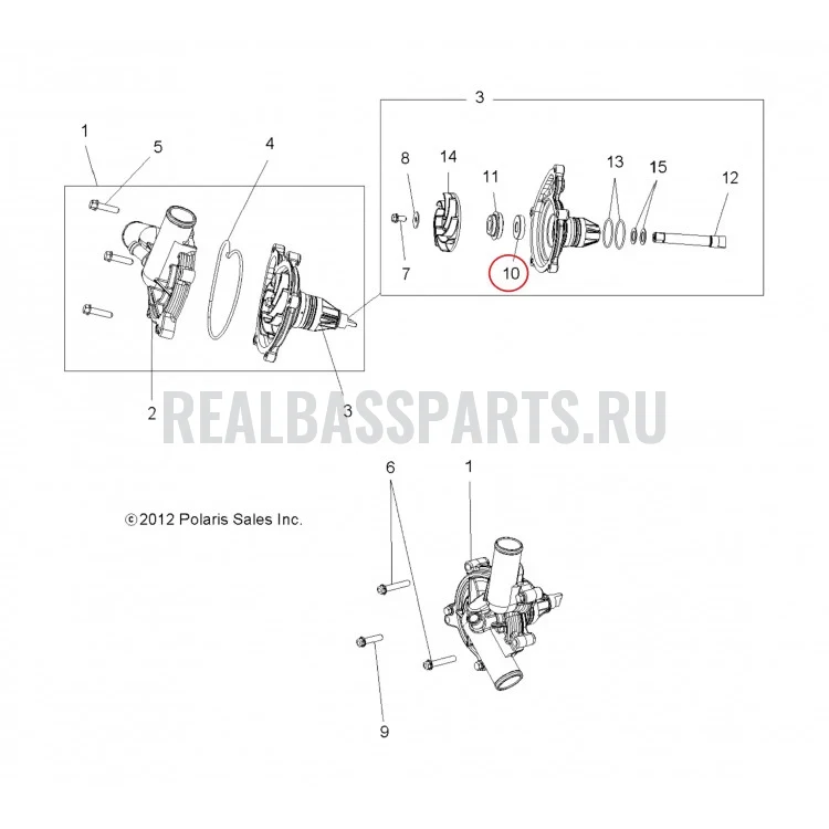 3610163 Сальник помпы водяного насоса для квадроциклов Polaris RZR 900/1000 3610163, фото 2