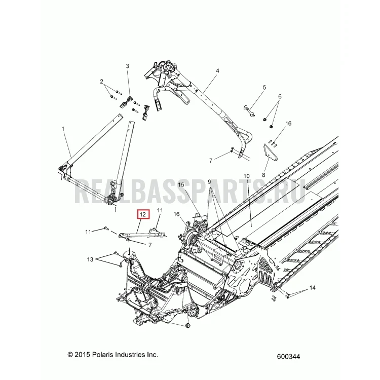 Распорка AXYS Polaris WELD-TUBE BRACE RIGHT HAND (BLK)  1019861-067, фото 1