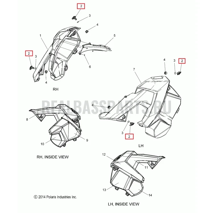 5451143 Фиксатор панели Realbass Parts для Polaris LATCH-1/4 TURN SM-12556, фото 2