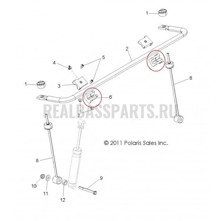 5439734 Втулка переднего стабилизатора верхняя для квадроциклов Polaris RZR 570/800 2012-2017" 5438285, фото 2