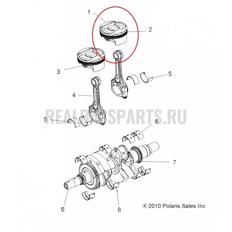 2204637 Поршень в сборе для квадроциклов Polaris RZR 900 2011-2014" 2204508, фото 2