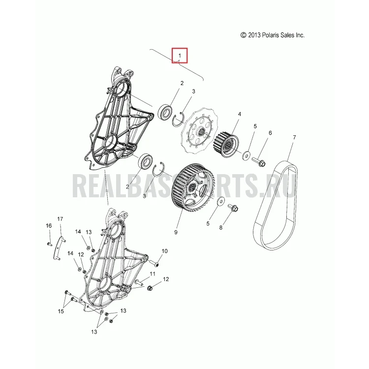 1332998 Корпус коробки QD Polaris ASM., BACKER BELT (INCL. 1,2), фото 1