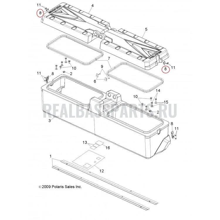 7081737 Петля защелки замка кофра для квадроциклов Polaris Sportsman 500/800/Ranger 800 6X6 7081609, фото 2