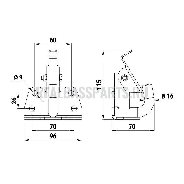 100202T Фаркоп крюк для снегоходов Ski-Doo Skandic WT/SWT Expedition SE/LE/Xtreme 520001039/520001774/860201142/SM-12348, фото 2