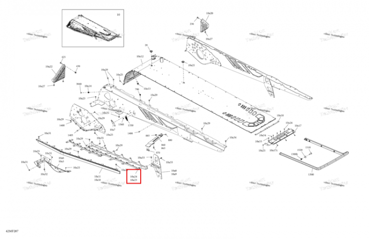 Правый задний Perforated подножка Ski-Doo Summit X 850 E-TEC Turbo R (2026) (518335288)