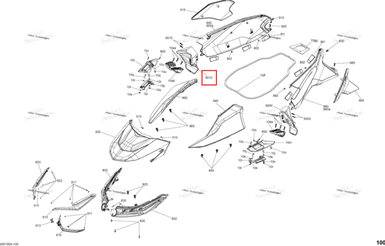 Правый боковой решётка Sea-Doo RXT 300 (2018) (291004456)