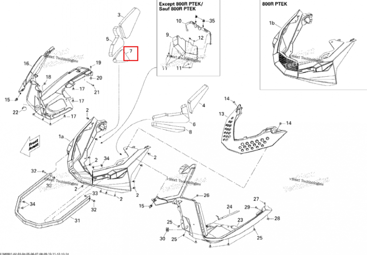 Правый нижний поролон Ski-Doo Summit X 800R Power T.E.K. (2009) (502006908)
