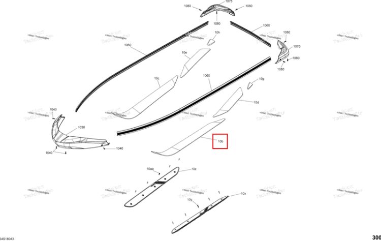 Левый передний Carpet Sea-Doo RXT 300 (2018) (291004512)