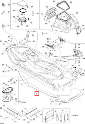 Левый Center Carpet чёрный LE Sea-Doo 291002156