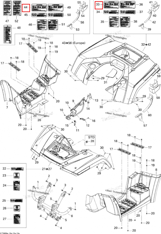 Предупреждающая наклейка UNDER 12 YEARS OLD English Version Can-Am Outlander MAX 800 XT (2008) (704901113)
