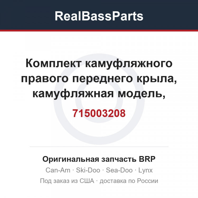 715003208 Комплект камуфляжного правого переднего крыла, камуфляжная модель, Северная Америка