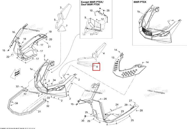 Левый нижний поролон Ski-Doo Summit X 800R Power T.E.K. (2009) (502006909)