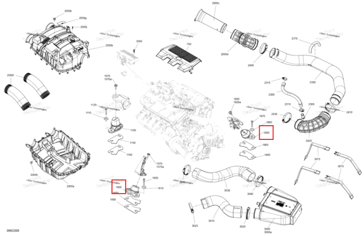 Двигатель опора в сборе Sea-Doo RXT-X 300 (2023) (270001081)