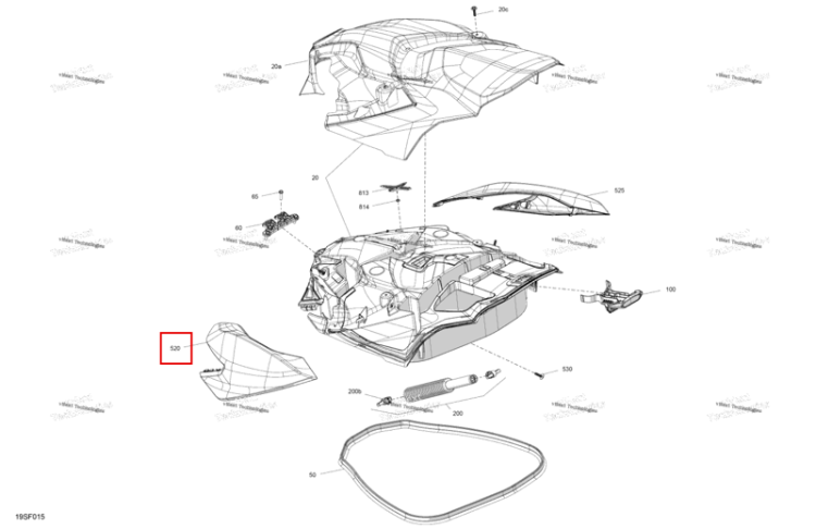 Monolith чёрный левый капот облицовка Sea-Doo RXP 325 X (2026) (269502468)