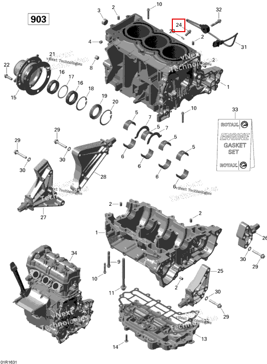 Torx винт фланцевый M8 × 16 Sea-Doo Spark (2016) (420441653)