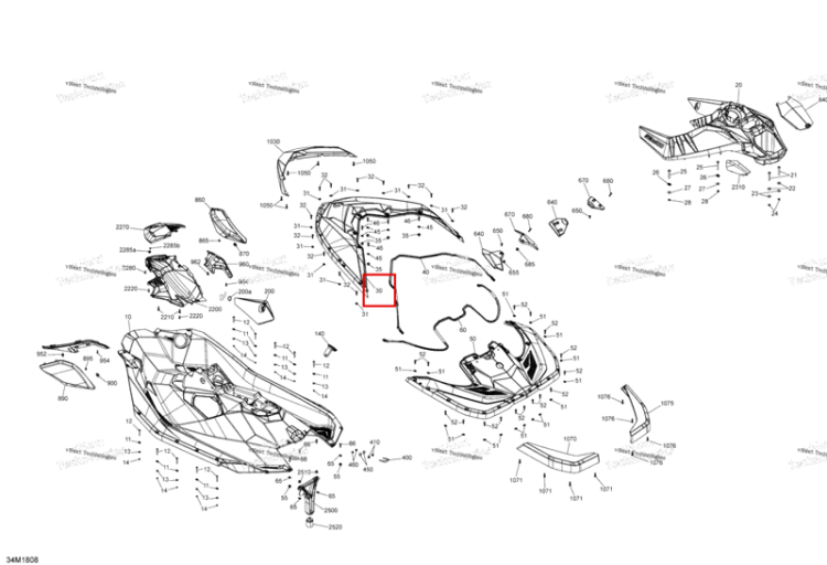 Глубокий чёрный передний Deck Sea-Doo Spark 900 ACE (2018) (291004727)