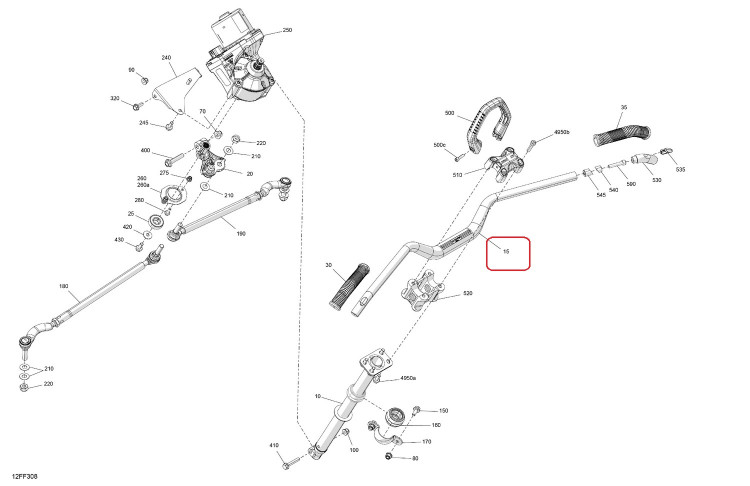 709403063 Руль черный для квадроциклов Can-Am OUTLANDER G3 XMR 1000R