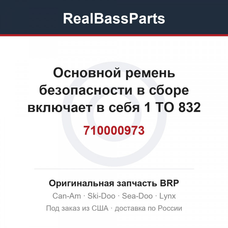 710000973 Основной ремень безопасности в сборе включает в себя 1 TO 832