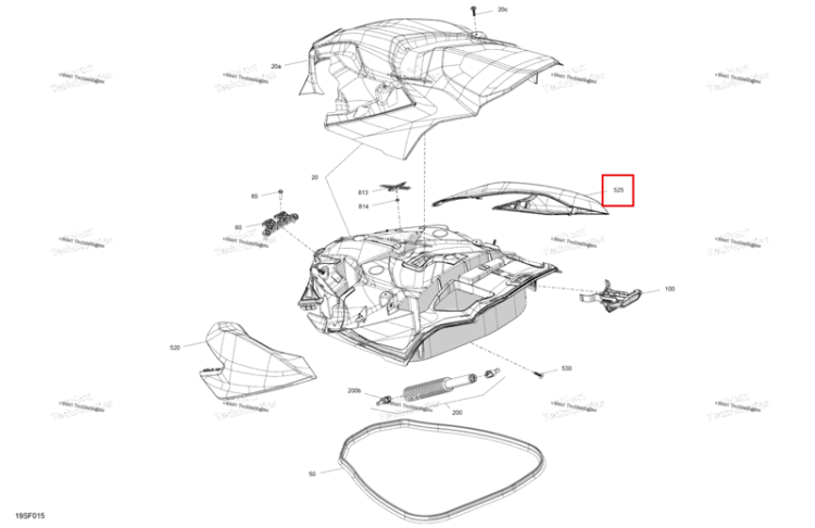 Monolith чёрный правый капот облицовка Sea-Doo RXP 325 X (2026) (269502469)