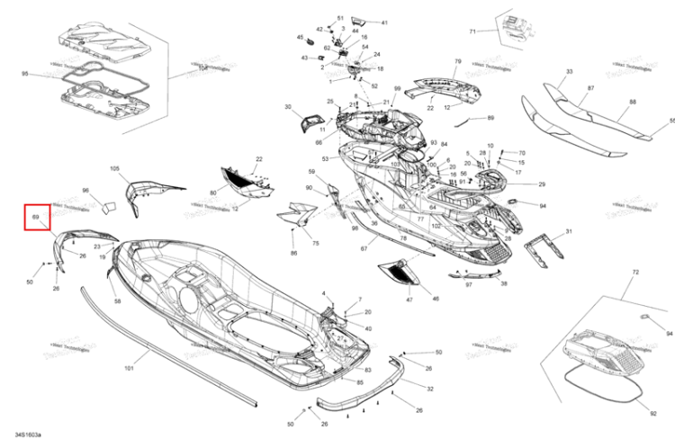 Передний бампер Sea-Doo RXT (2016) (291004275)