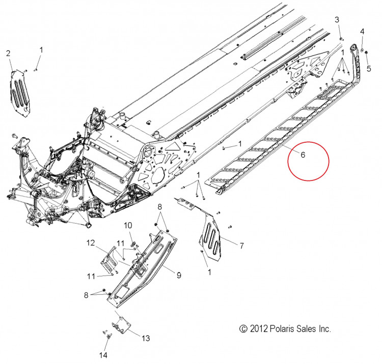 1018777 Подножка для ног левая для снегоходов Polaris RMK/PRO RMK 1018777
