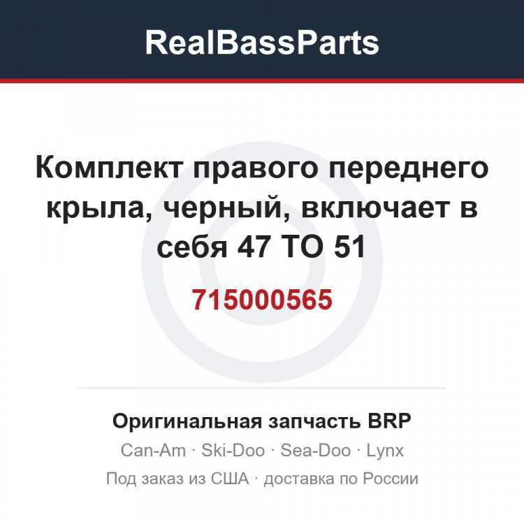 715000565 Комплект правого переднего крыла, черный, включает в себя 47 TO 51