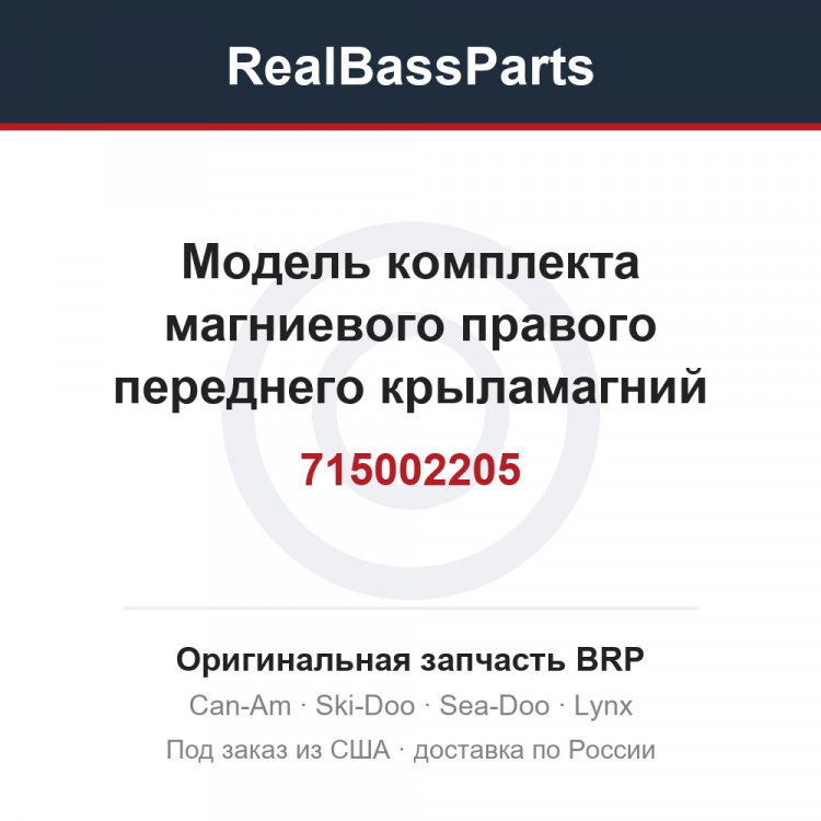 715002205 Модель комплекта магниевого правого переднего крыламагний Европа
