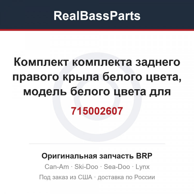 715002607 Комплект комплекта заднего правого крыла белого цвета, модель белого цвета для Северной Америки