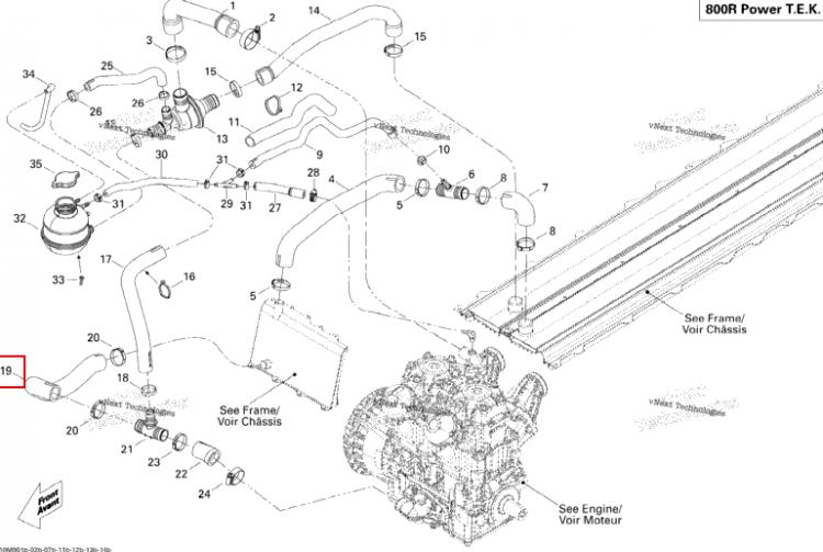 Радиатор шланг Ski-Doo Summit X 800R Power T.E.K. (2009) (509000491)