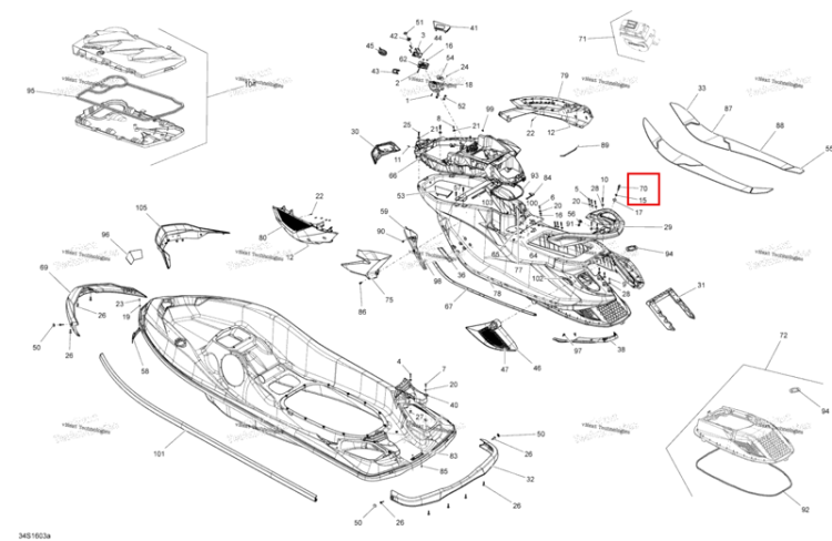 Сиденье шпилька Sea-Doo RXT (2016) (291003878)