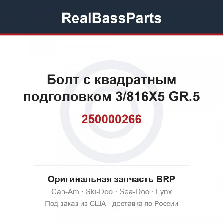 250000266 Болт с квадратным подголовком 3/816X5 GR.5