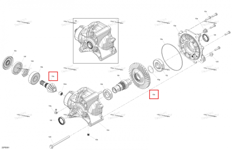 Sub в сборе Bevel шестерня комплект 10 T / 36 Can-Am Outlander 4x4 DPS 700 (2025) (715500451)
