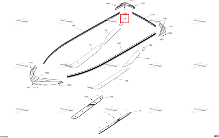 Правый Anti Skid накладка Sea-Doo RXT 300 (2018) (291004517)