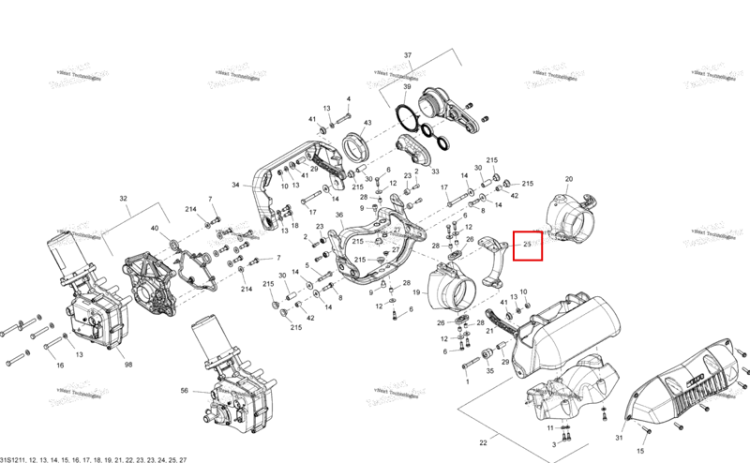 Direction форсунка рычаг чёрный Sea-Doo RXT-X 260 RS (2012) (268000064)