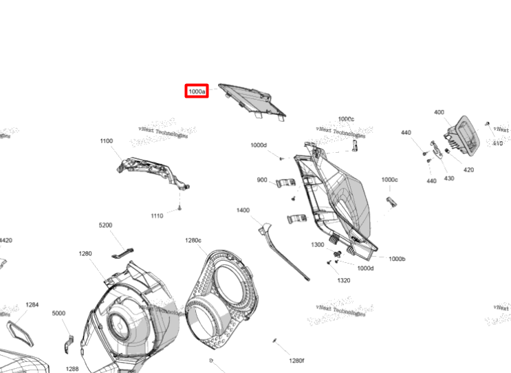 517308502 Панель боковая верхняя правая черная Ski Doo FREERIDE, SUMMIT Gen5