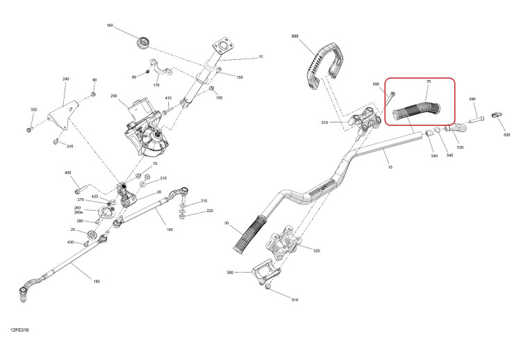 709403096 Ручка резинка грипса руля правая для квадроциклов Can-Am OUTLANDER G3 XMR