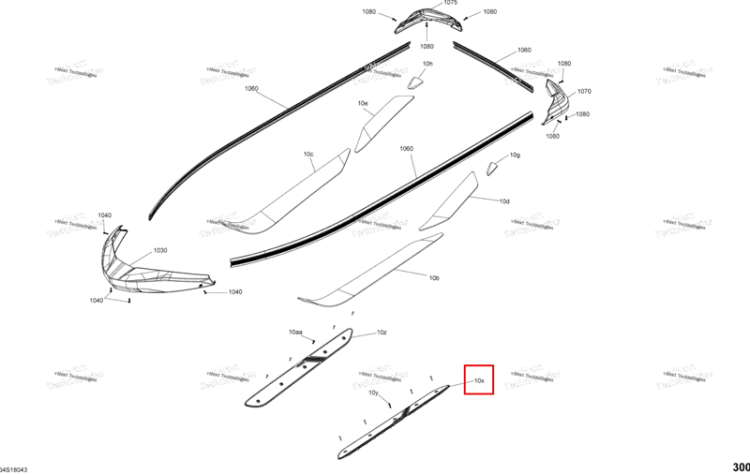 Dragon красный левый подножка Sea-Doo RXT 300 (2018) (291004786)